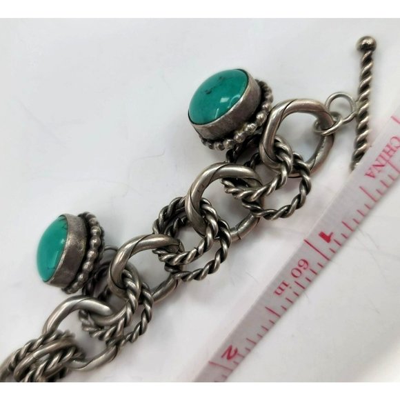 Aaron Toadlena Bracelet 1995 Sterling Silver and Green Turquoise Navajo JS8133 - Picture 13 of 16